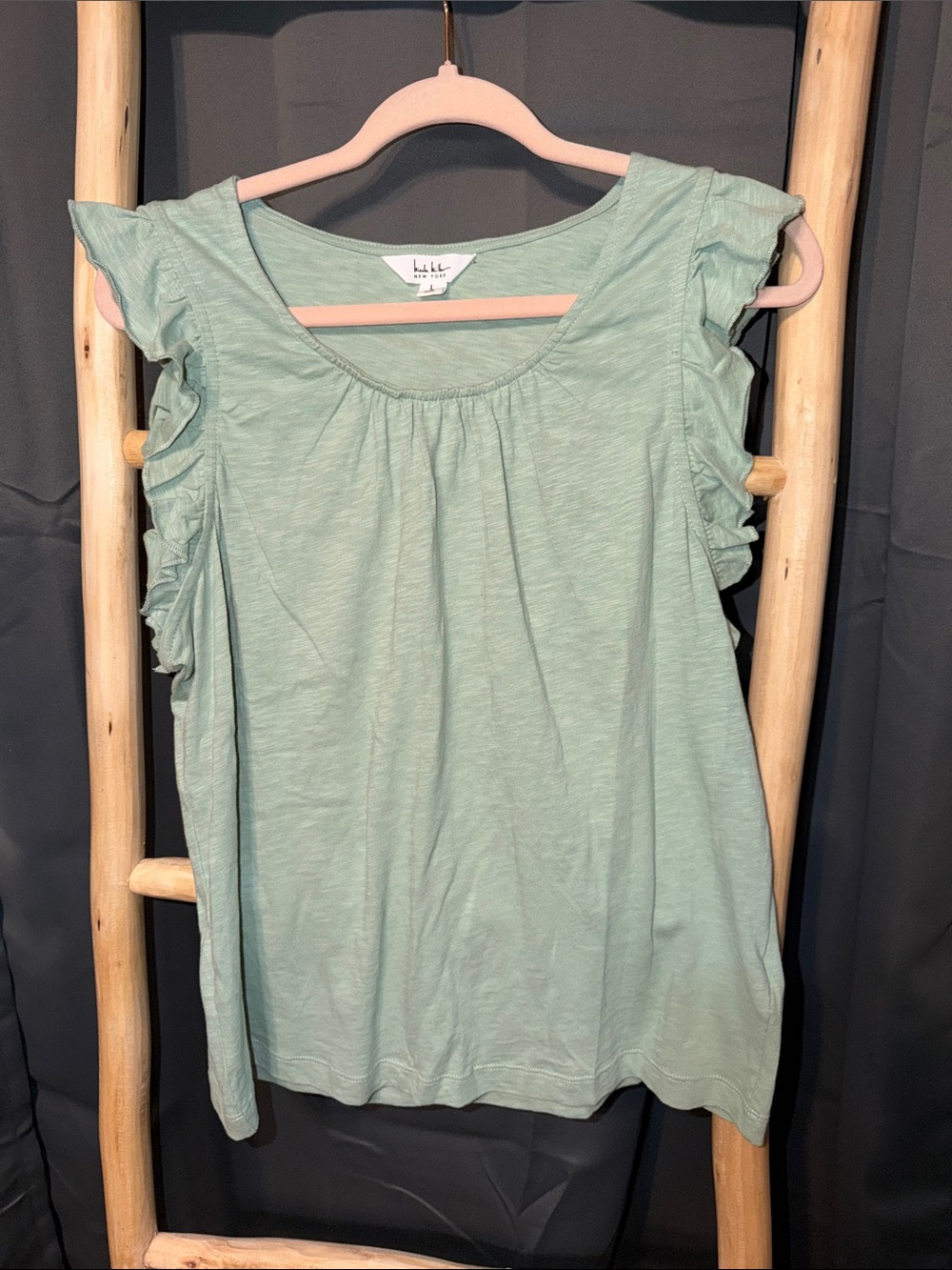 Nicole Miller Mint Green Ruffle Sleeve Tank